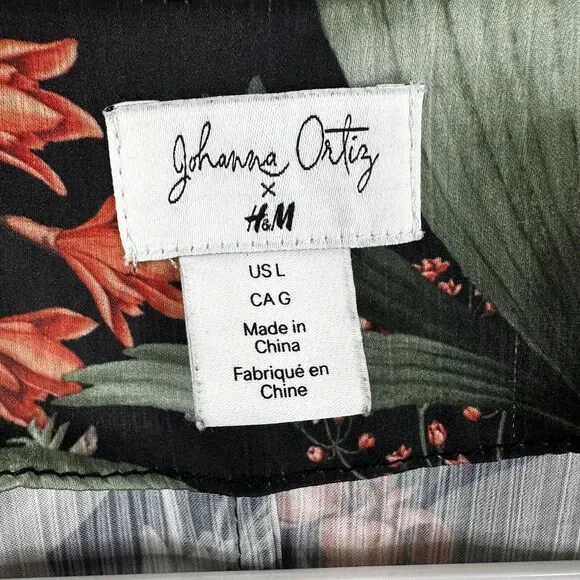 Johanna Ortiz x H&M Dress Womens L Floral Tropical Ruffle Flounce Mini - Picture 4 of 11